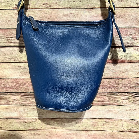 Coach Handbags - Coach Blue Leather Helen Legacy Bucket Bag
